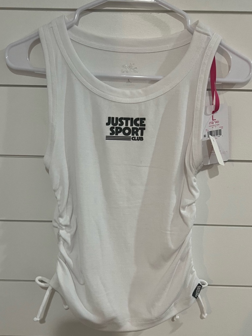 Justice White Sport Club Side-Tie Tank